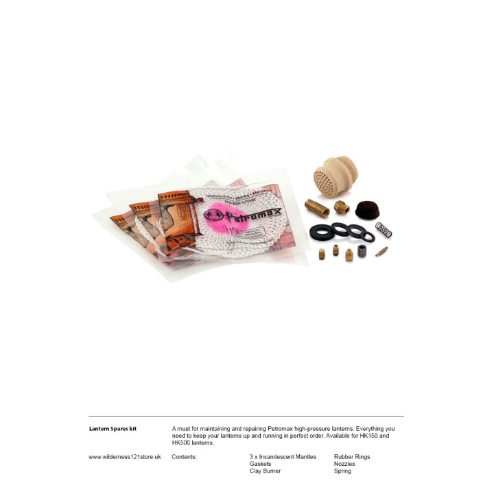 Lantern Spares kit for the Petromax HK150 Pressure Lantern fact sheet