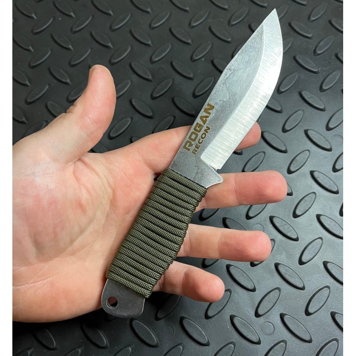 ROGAN RECON knife coyote wrap in open hand