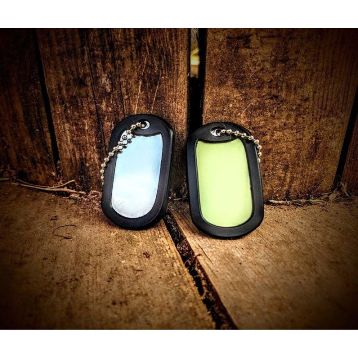 Grim workshop emergency signal dog tag glow in the dark and reflector