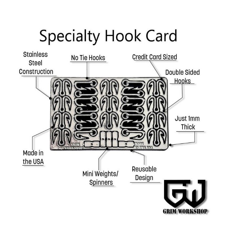 Grim Workshop - Specialty Hook Fishing Survival Card lure lures weights hooks