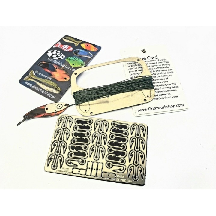 Grim Workshop Specialty Hook Fishing Survival Card Double Sided Hooks single hooks weights lures