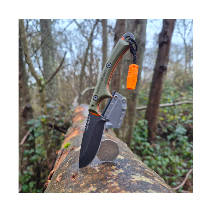 outdoor element scout feather on a log