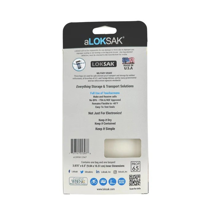 aloksak aLOKNK-3.9 x 7. features water resistant lanyard