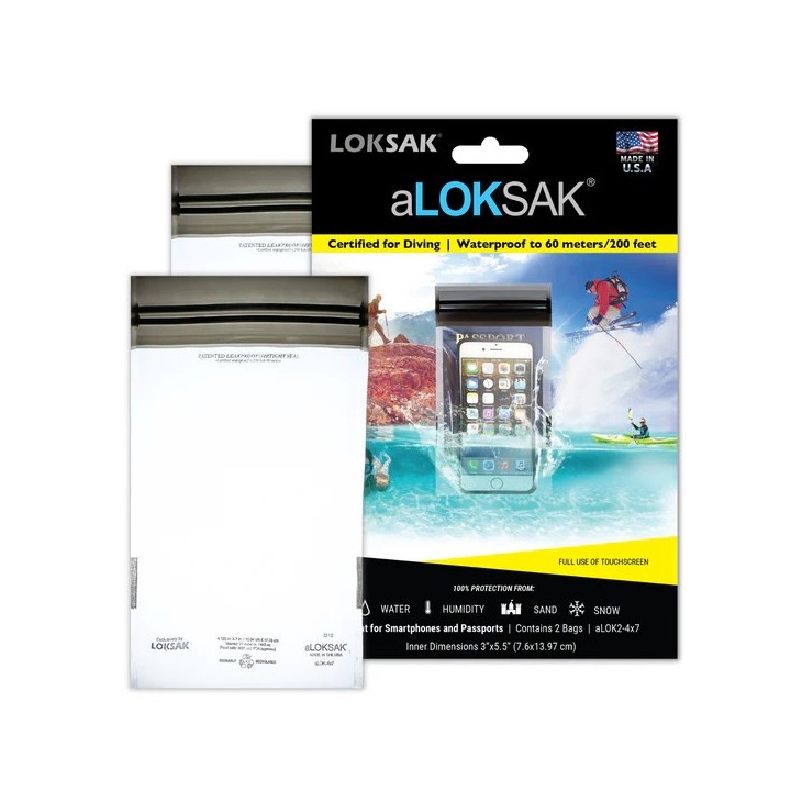 aLOKSAK Waterproof Bag 2 x 4x aLOK2-4x7 waterproof bag electronics and valuables protection holiday