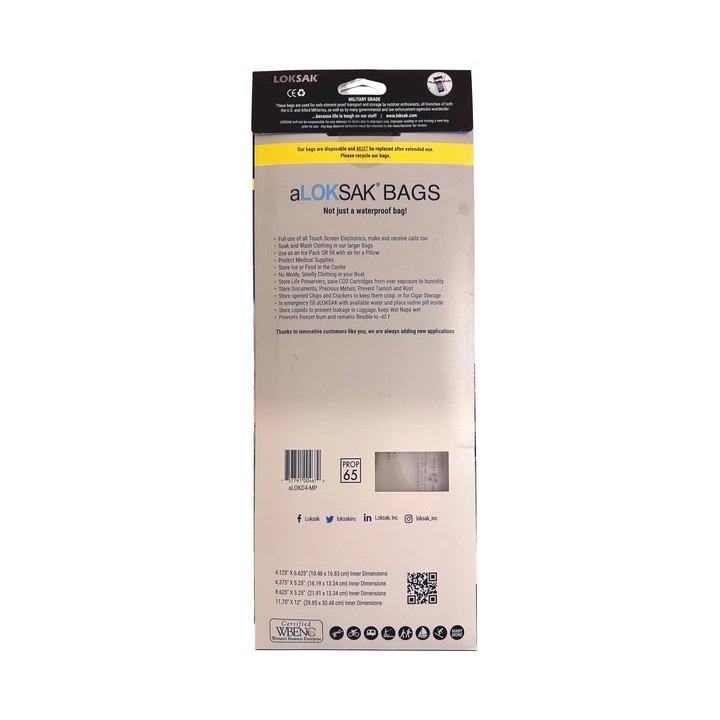aLOKSAK Waterproof Bag aLOK4-MP medium multipack set pack of four rear of pack
