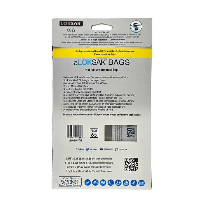 aLOKSAK Waterproof Bag aLOK4-ITM IT Applications Multi Pack set pack of four rear of pack